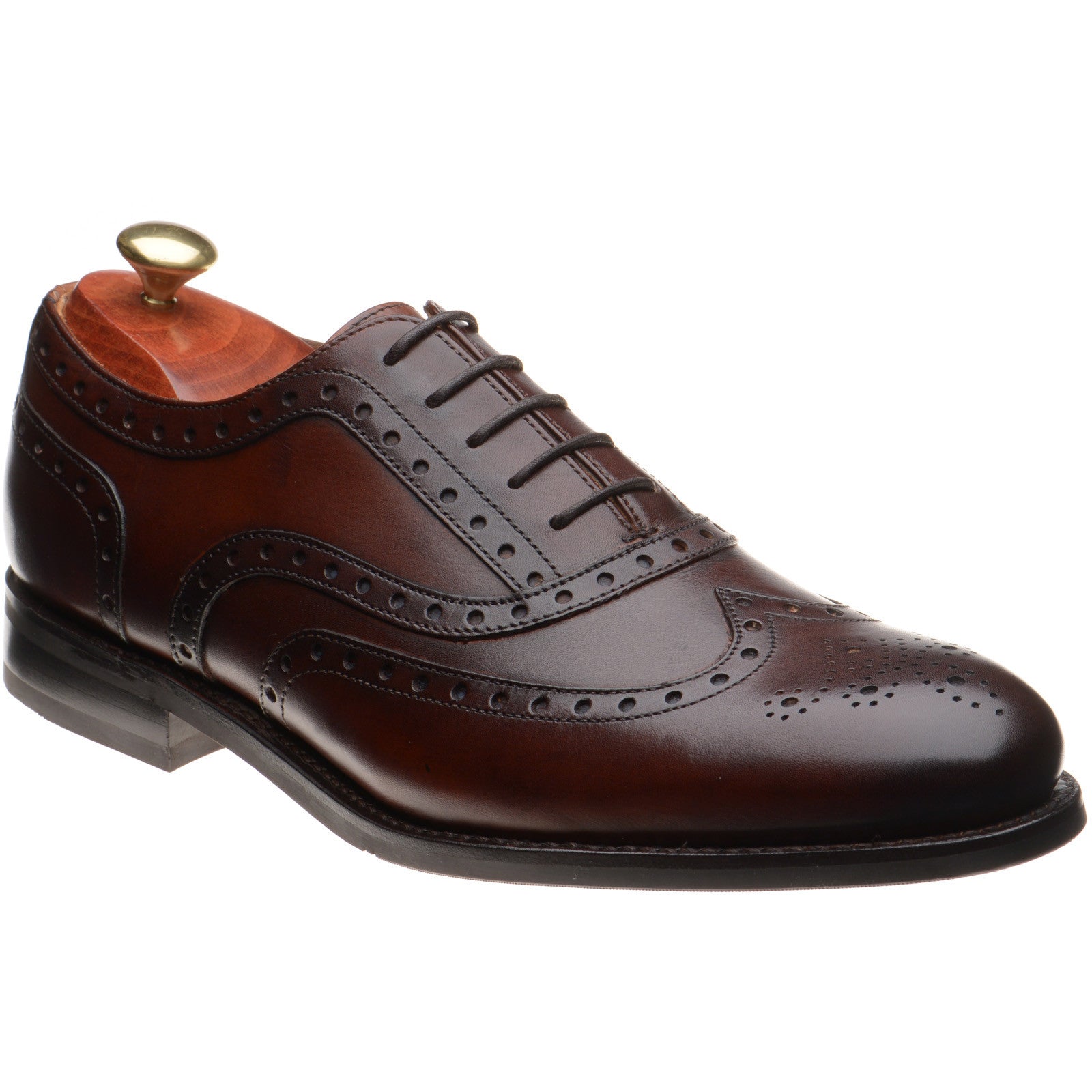 Barker Ossett mens rubber-soled brogues in walnut calf – Herring Shoes