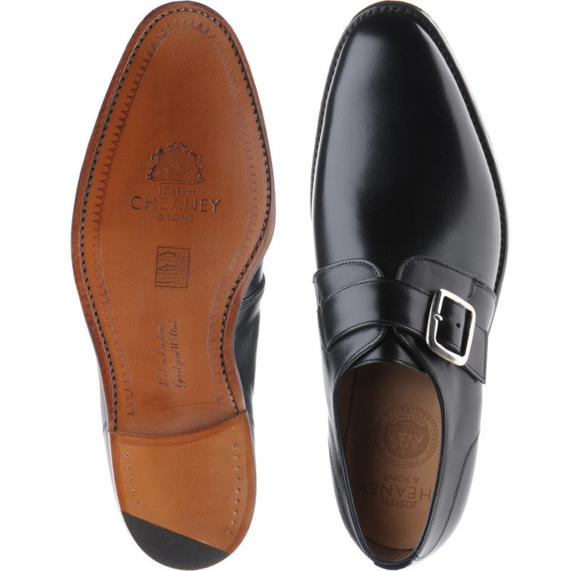 Product image for Cheaney Moorgate mens monk shoes in black calf (second)