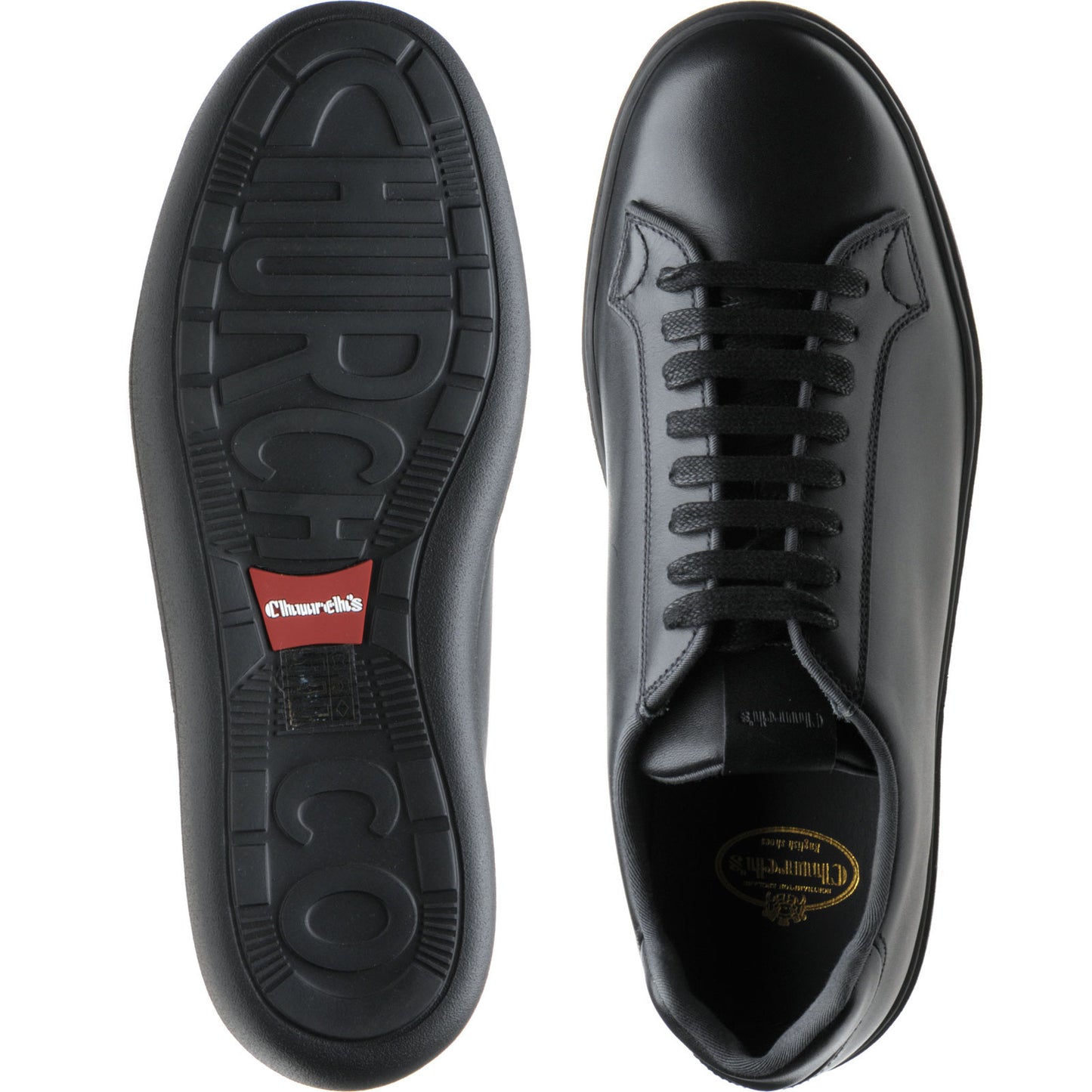 Product image for Church Boland mens rubber-soled trainers in black calf