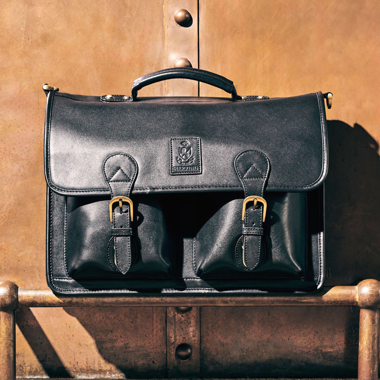 Product image for Herring Aldgate Briefcase in black calf