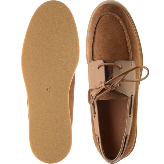 Product image for Herring Bayard mens rubber-soled deck shoes in tan suede