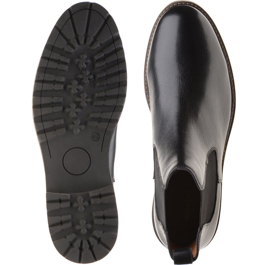 Product image for Herring Bragg mens rubber-soled Chelsea boots in black grain