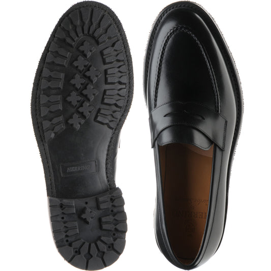Product image for Herring Brighton mens rubber-soled loafers in black calf