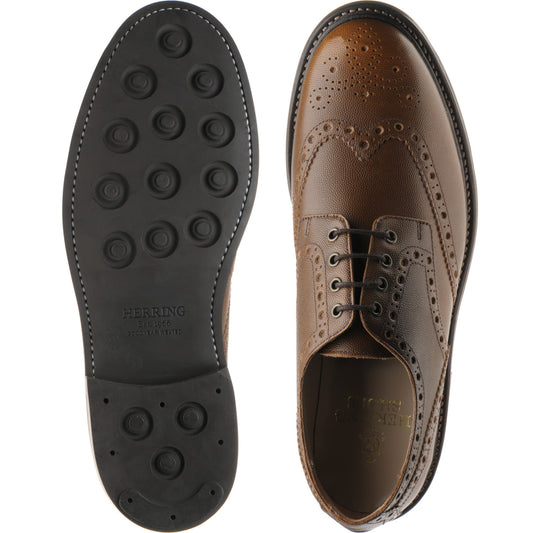 Product image for Herring Bushwick Rubber mens rubber-soled brogues in brown pin grain (second)