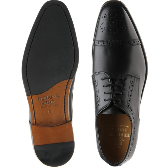Product image for Herring Clifton mens hybrid-soled semi-brogues in black calf (second)