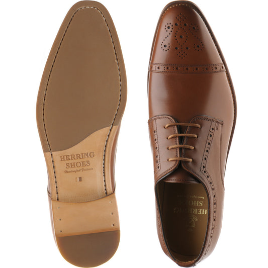 Product image for Herring Clifton mens hybrid-soled semi-brogues in tan calf