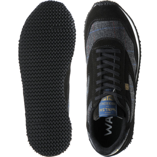 Product image for Herring Ensign Trainer mens rubber-soled trainers in black suede and grey tweed