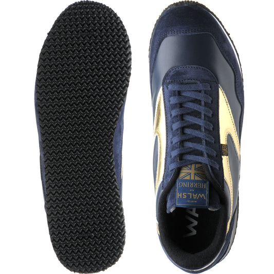Product image for Herring Ensign Trainer mens rubber-soled trainers in blue suede and navy calf