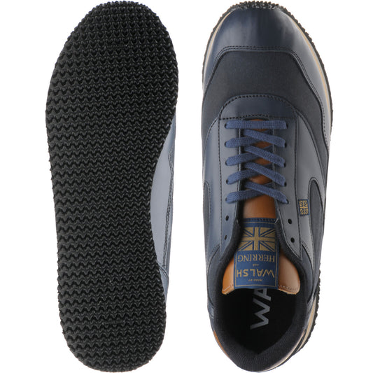 Product image for Herring Ensign Trainer mens rubber-soled trainers in navy calf and navy waxed cotton