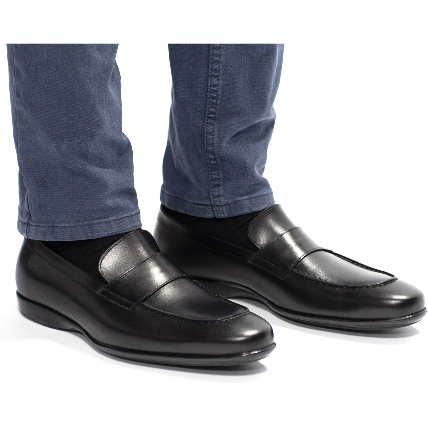 Product image for Herring Enzo mens rubber-soled loafers in black calf