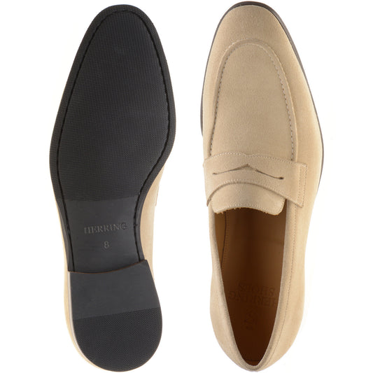 Product image for Herring Evora mens rubber-soled loafers in cream suede