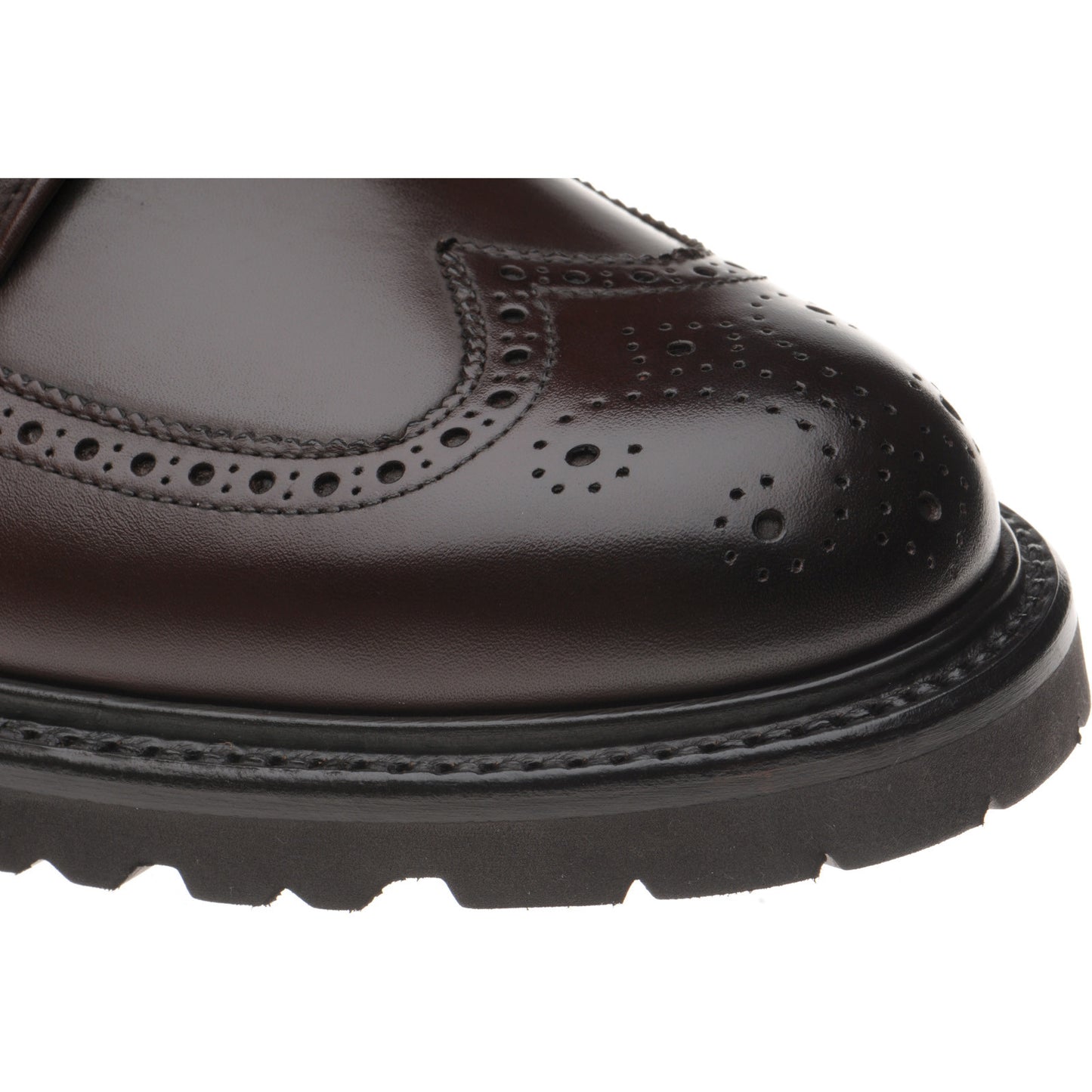 Product image for Herring Galashiels mens rubber-soled brogue boots in dark brown calf