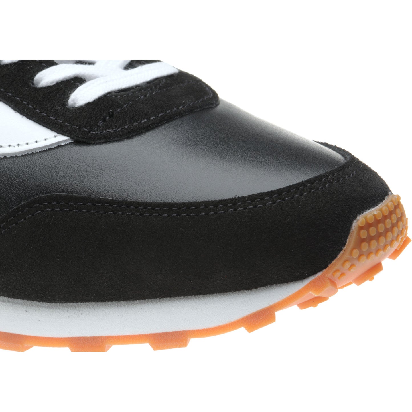 Product image for Herring Horwich Trainer mens two-tone rubber-soled trainers in black calf suede and white calf