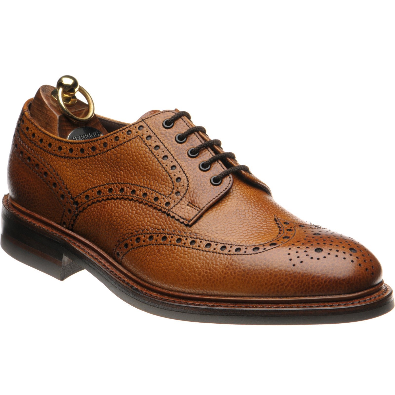 Herring Kendal (Rubber) mens rubber-soled brogues in tan grain