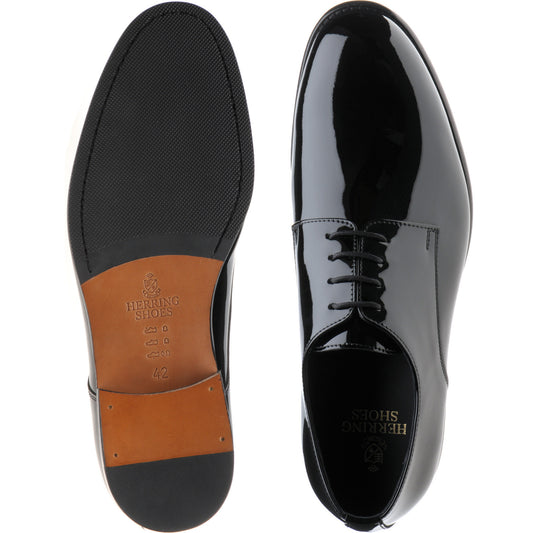 Product image for Herring Lagonda mens hybrid-soled Derby shoes in black patent