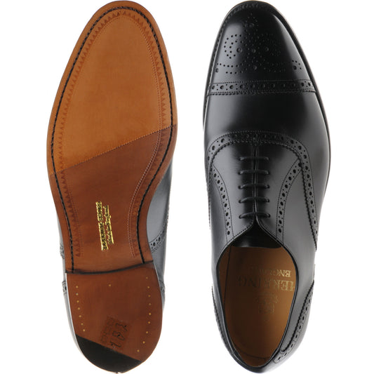 Product image for Herring Lambeth mens semi-brogues in black calf