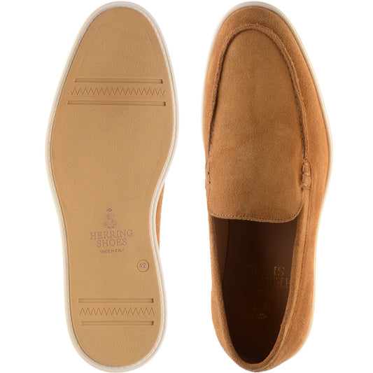 Product image for Herring Lido mens rubber-soled loafers in brown suede