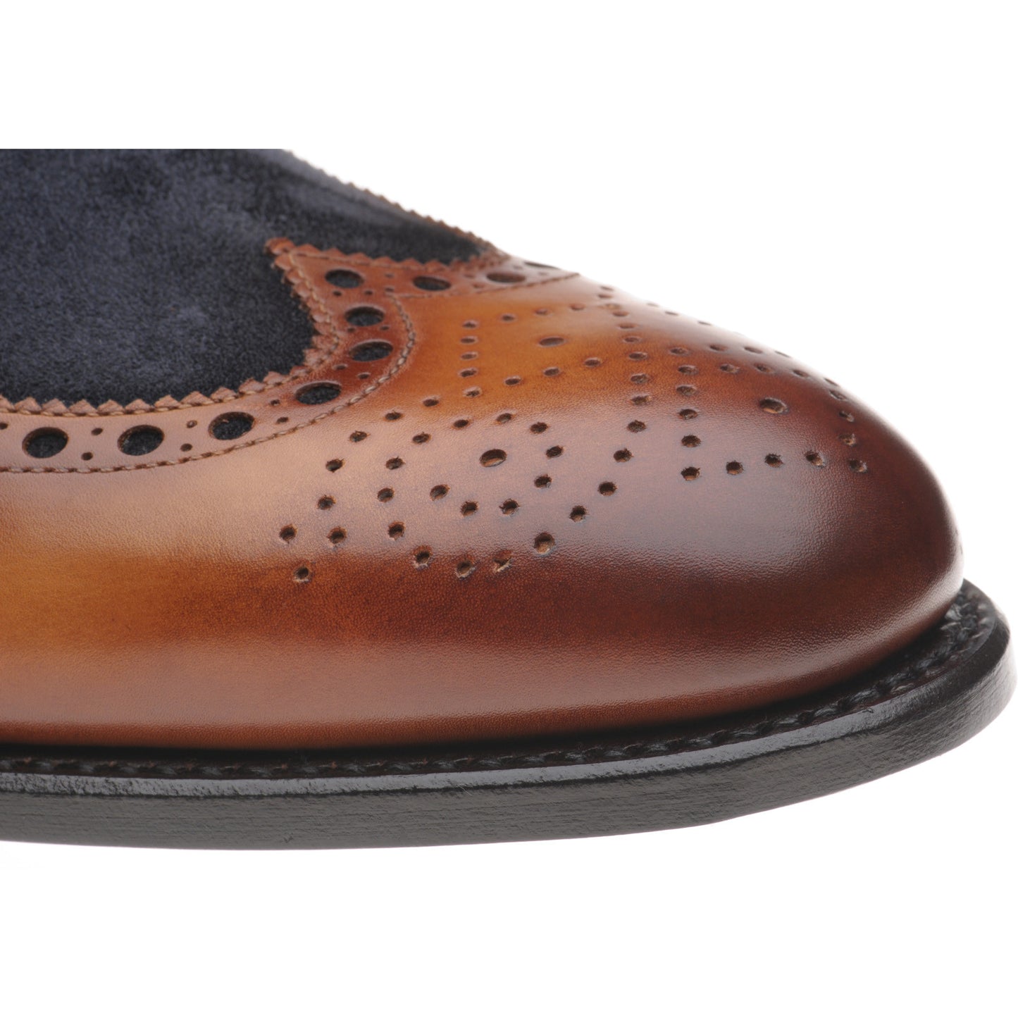 Product image for Herring Maidenhead mens two-tone brogue boots in brown calf and navy suede