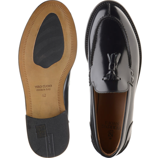 Product image for Herring Milano mens hybrid-soled tasselled loafers in black polished