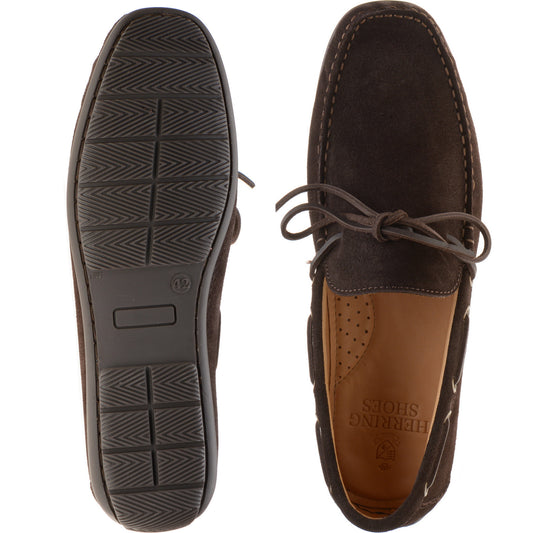 Product image for Herring Monza mens rubber-soled driving moccasins in brown suede