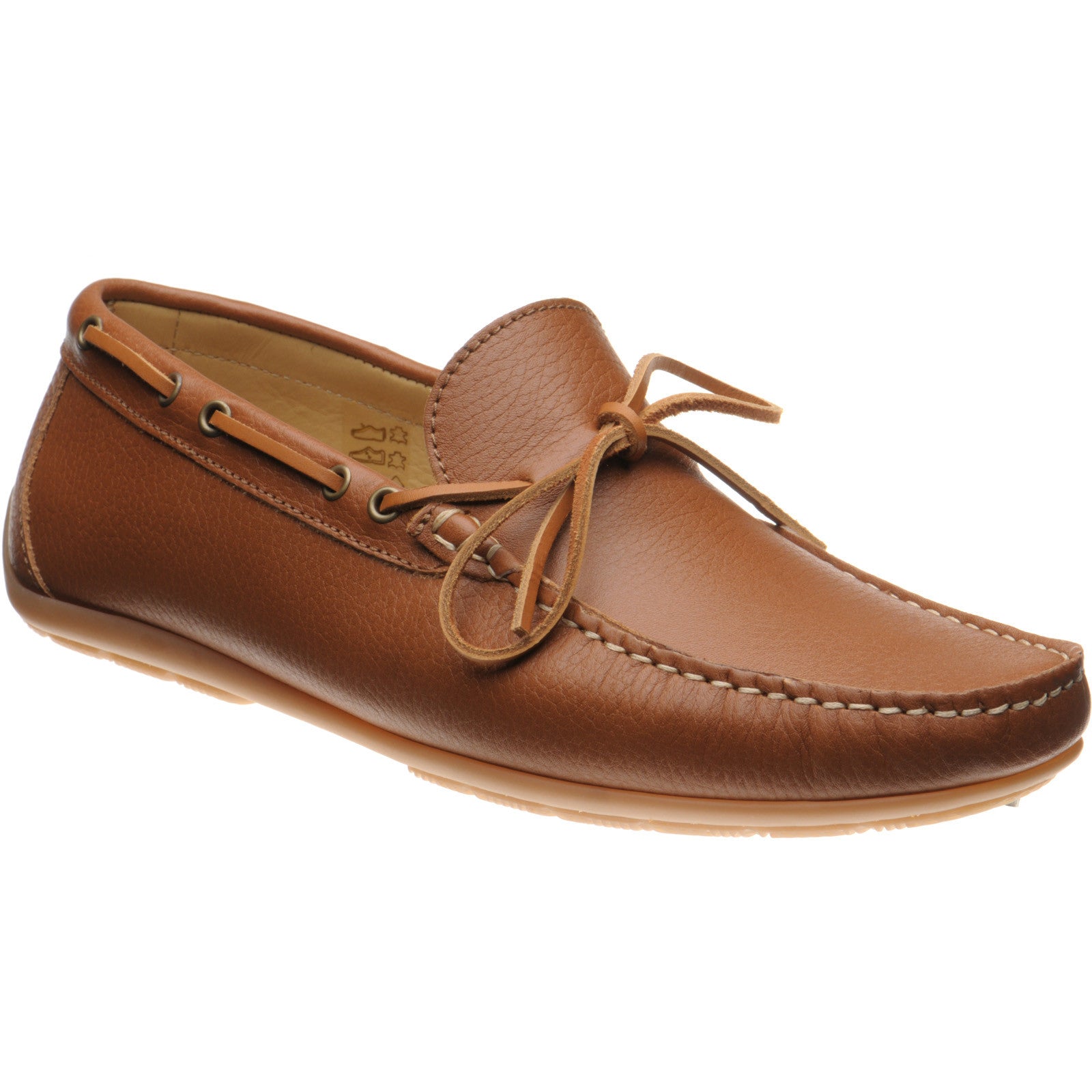 Herring Monza mens rubber-soled driving moccasins in tan grain