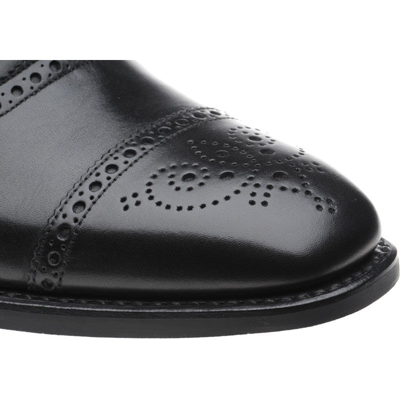 Product image for Herring Moorgate mens rubber-soled semi-brogues in black calf (second)