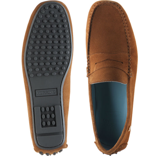 Product image for Herring Murlo II mens rubber-soled driving moccasins in cognac suede
