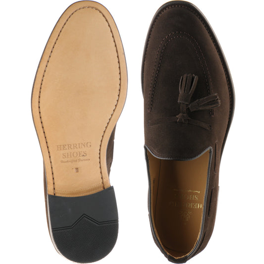 Product image for Herring St Davids mens tasselled loafers in dark brown suede (second)