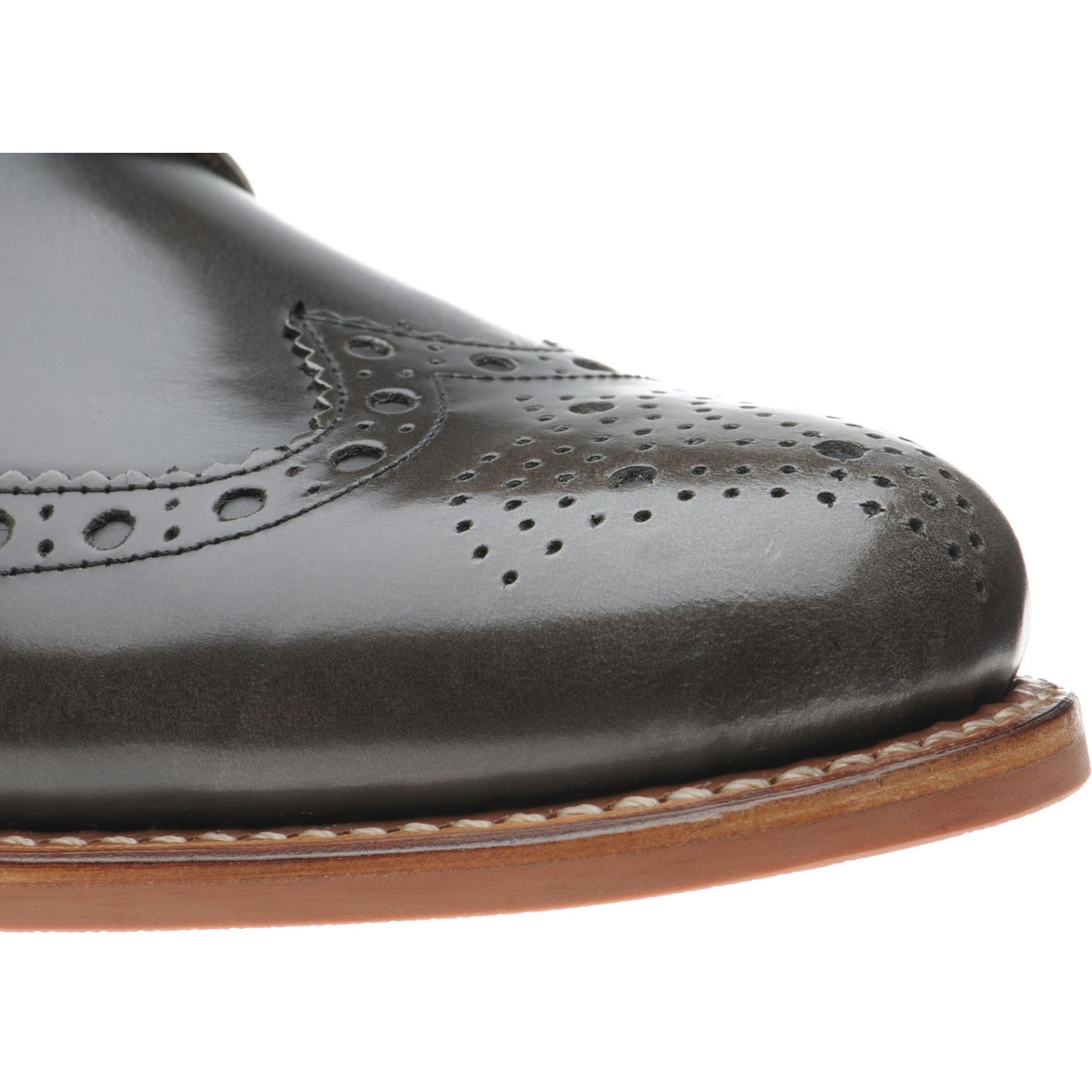 Product image for Herring Steeperton mens rubber-soled brogue boots in grey rub off hi-shine