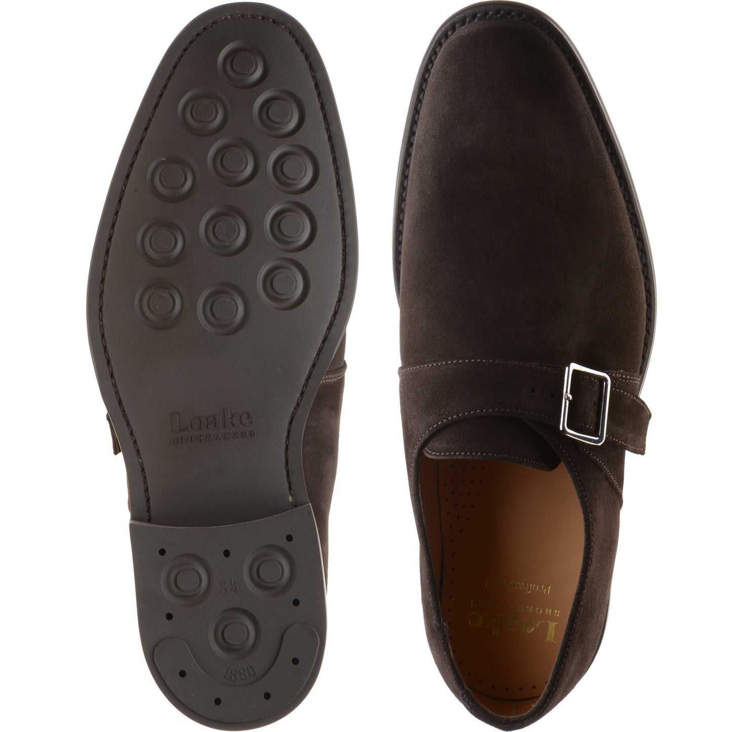 Product image for Loake 357 mens rubber-soled monk shoes in brown suede