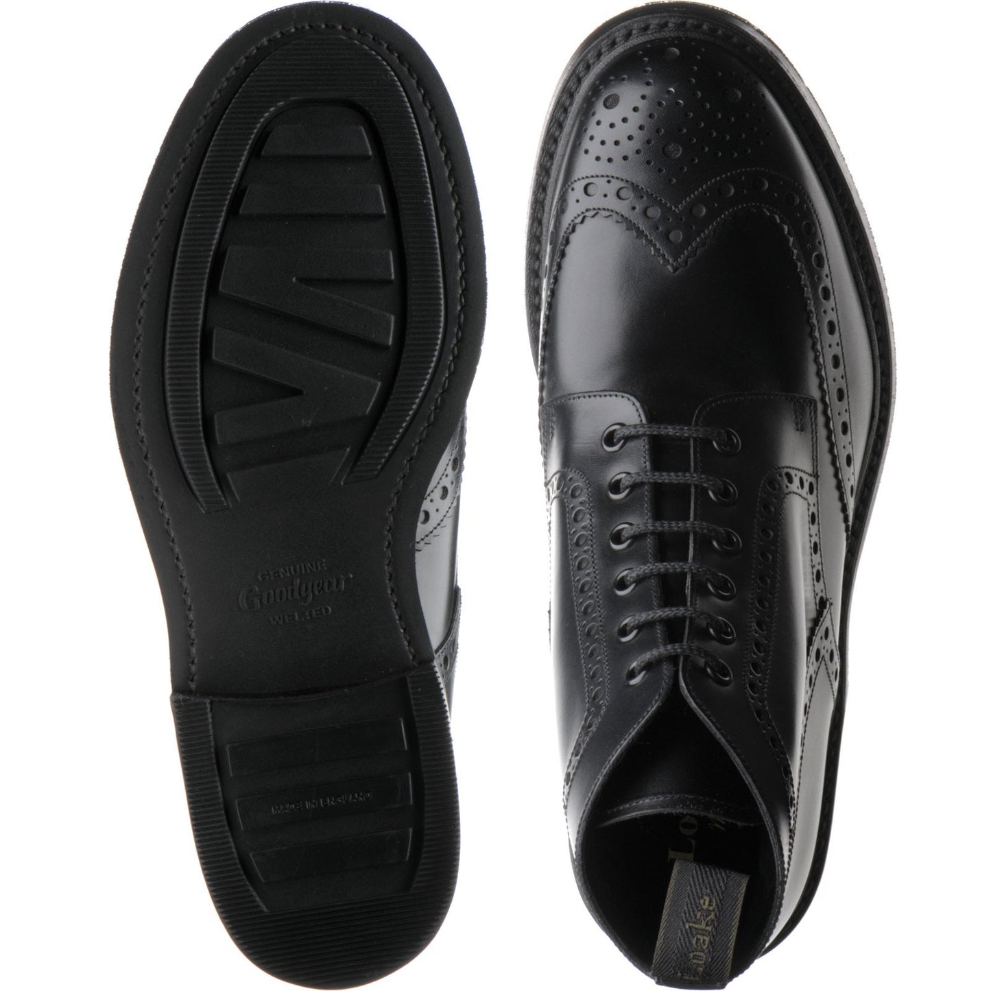 Product image for Loake Bedale mens rubber-soled brogue boots in black calf (second)