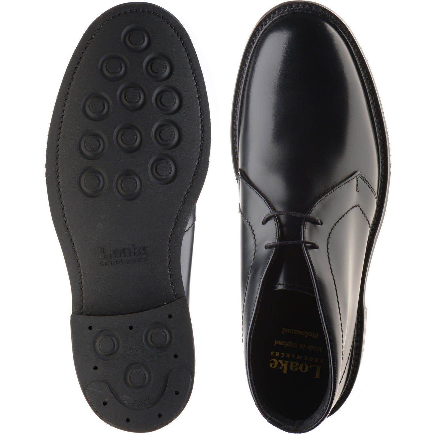 Product image for Loake Berkeley mens rubber-soled Chukka boots in black polished (second)