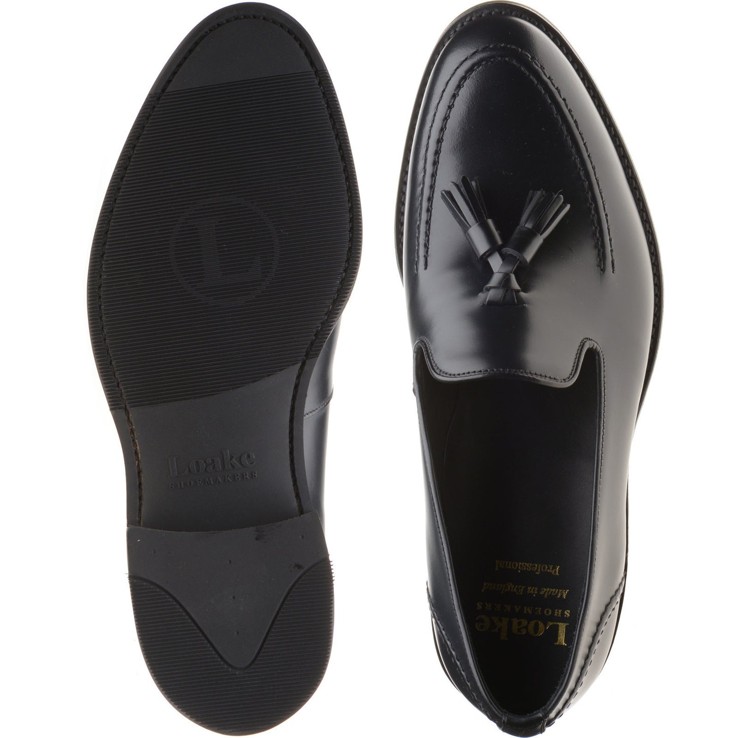 Product image for Loake Brunel mens rubber-soled loafers in black polished