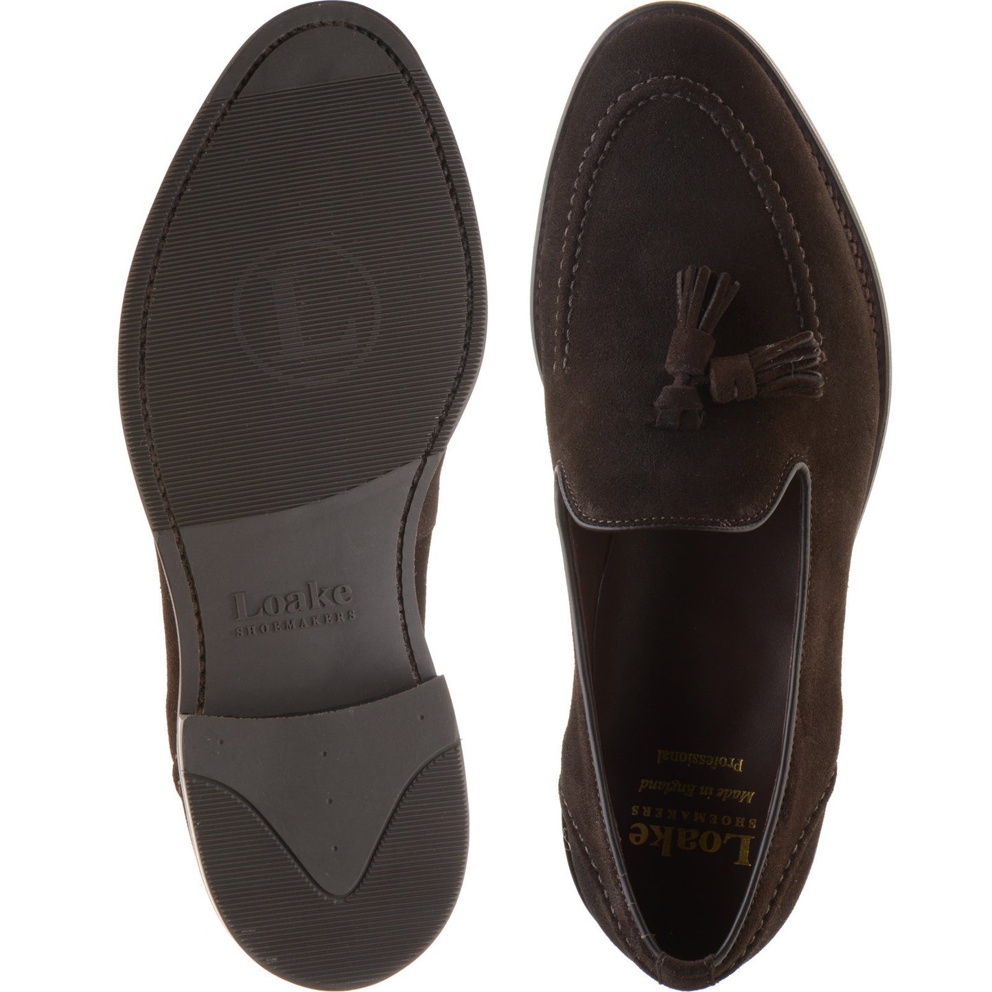 Product image for Loake Brunel mens rubber-soled loafers in dark brown suede