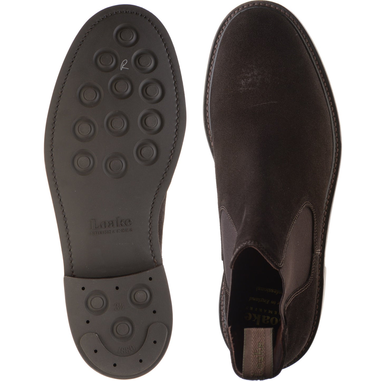 Product image for Loake Dorchester mens rubber-soled Chelsea boots in dark brown suede (second)