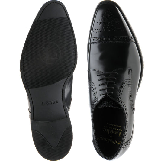 Product image for Loake Eldon mens rubber-soled semi-brogues in black polished (second)