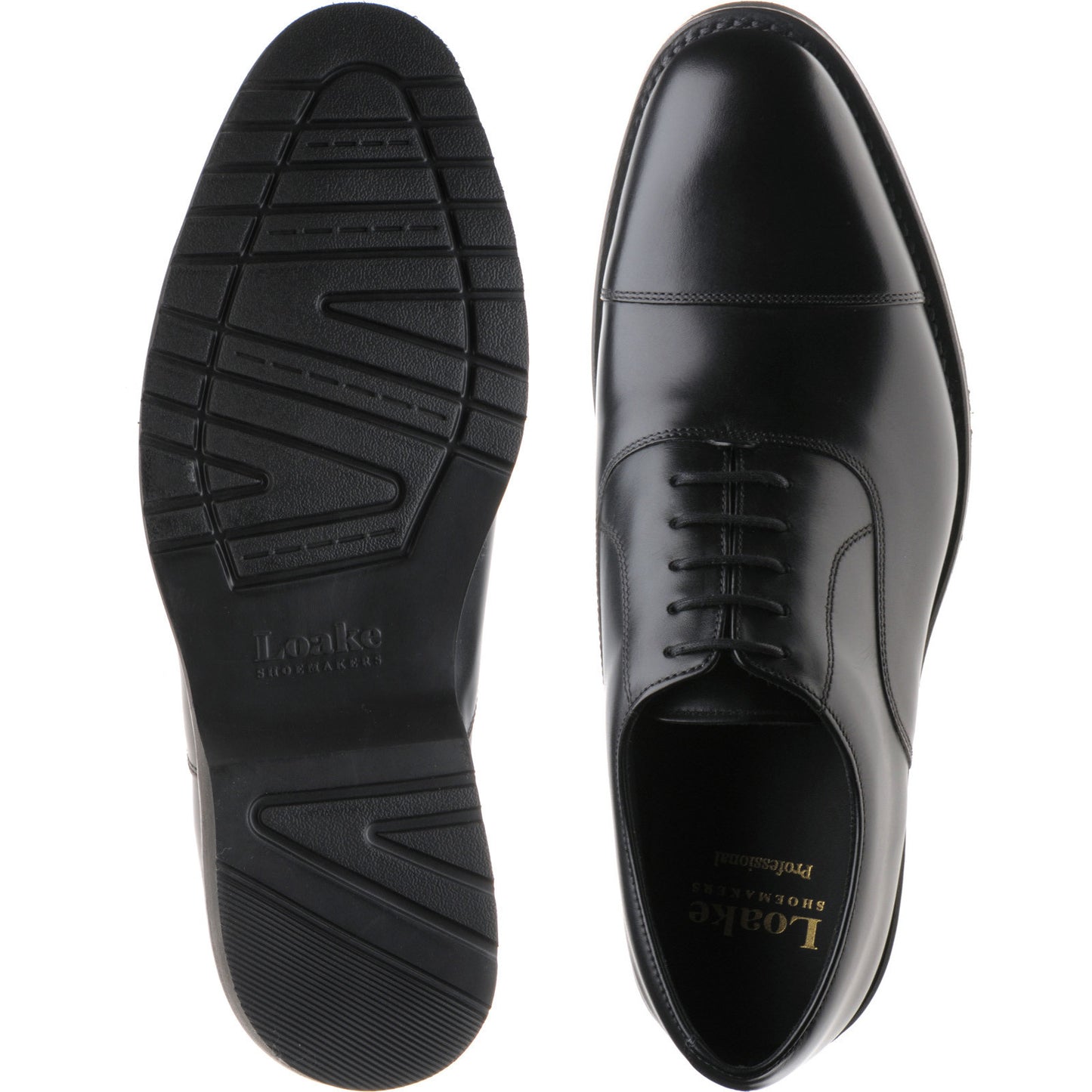 Product image for Loake Hitchcock mens rubber-soled Oxfords in black calf
