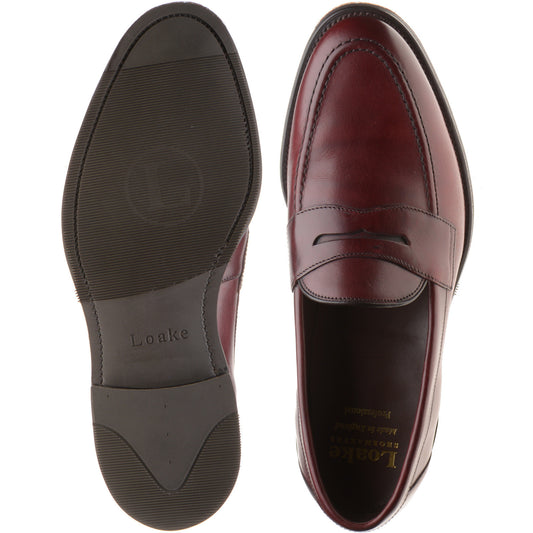 Product image for Loake Imperial Rubber mens rubber-soled loafers in burgundy waxed (second)