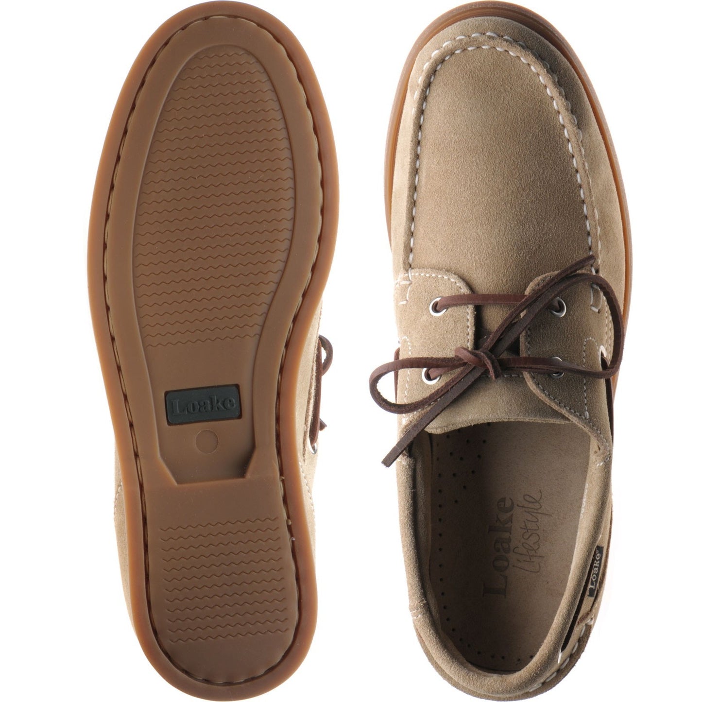 Product image for Loake Lymington mens rubber-soled deck shoes in sand suede