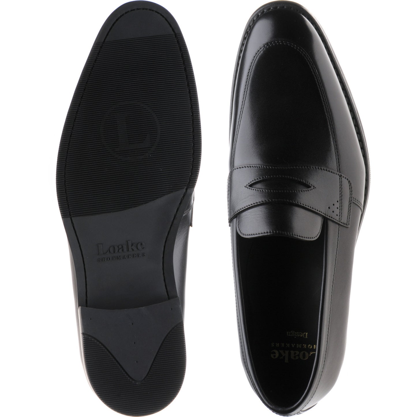Product image for Loake Lynch mens rubber-soled loafers in black calf (second)