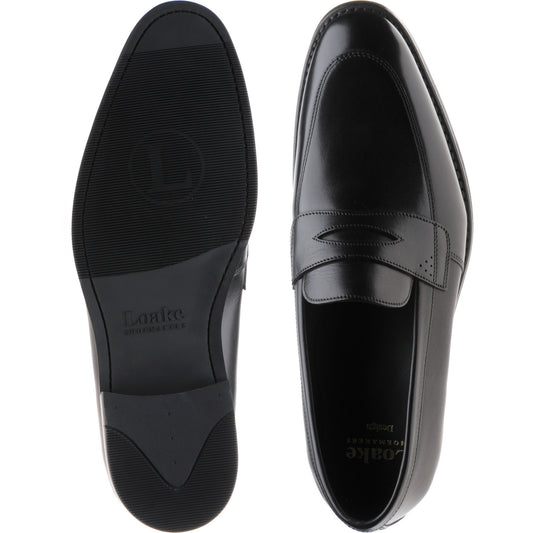 Product image for Loake Lynch mens rubber-soled loafers in black calf (second)