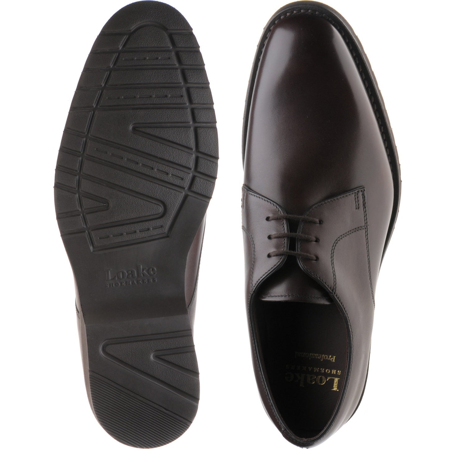Product image for Loake Orson mens rubber-soled Derby shoes in dark brown calf (second)