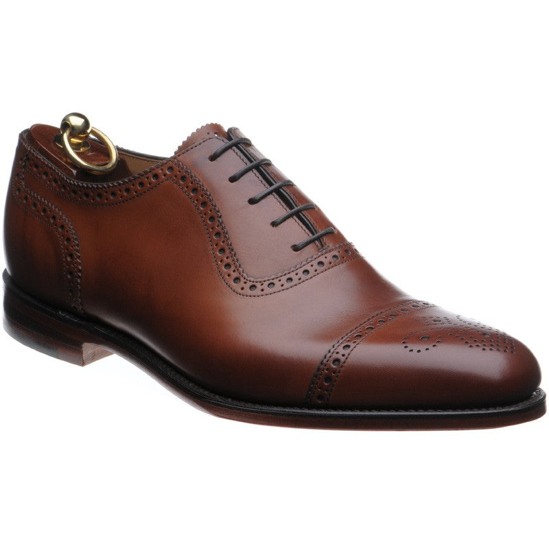Loake Strand mens semi-brogues in mahogany calf – Herring Shoes