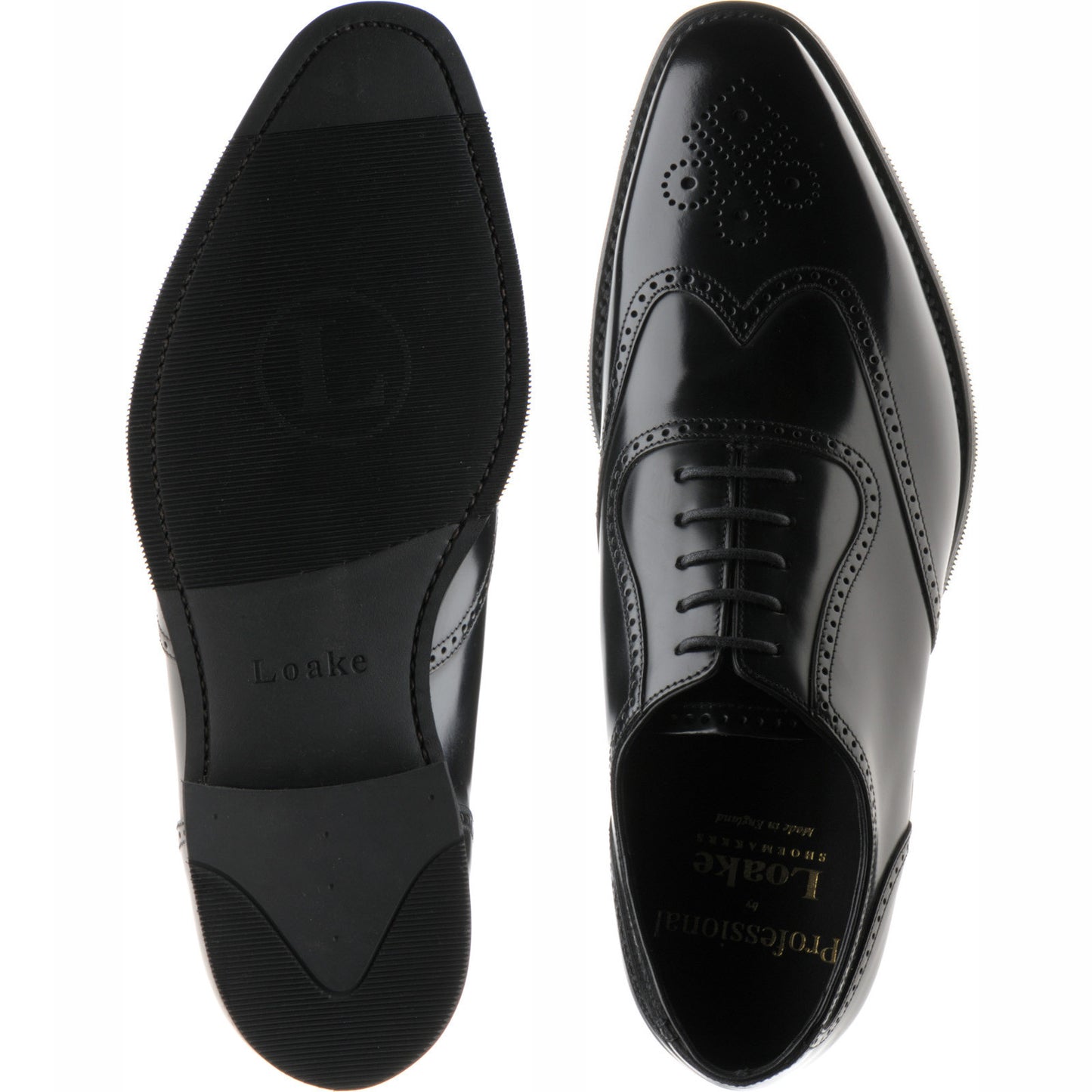 Product image for Loake Tay mens rubber-soled brogues in black polished