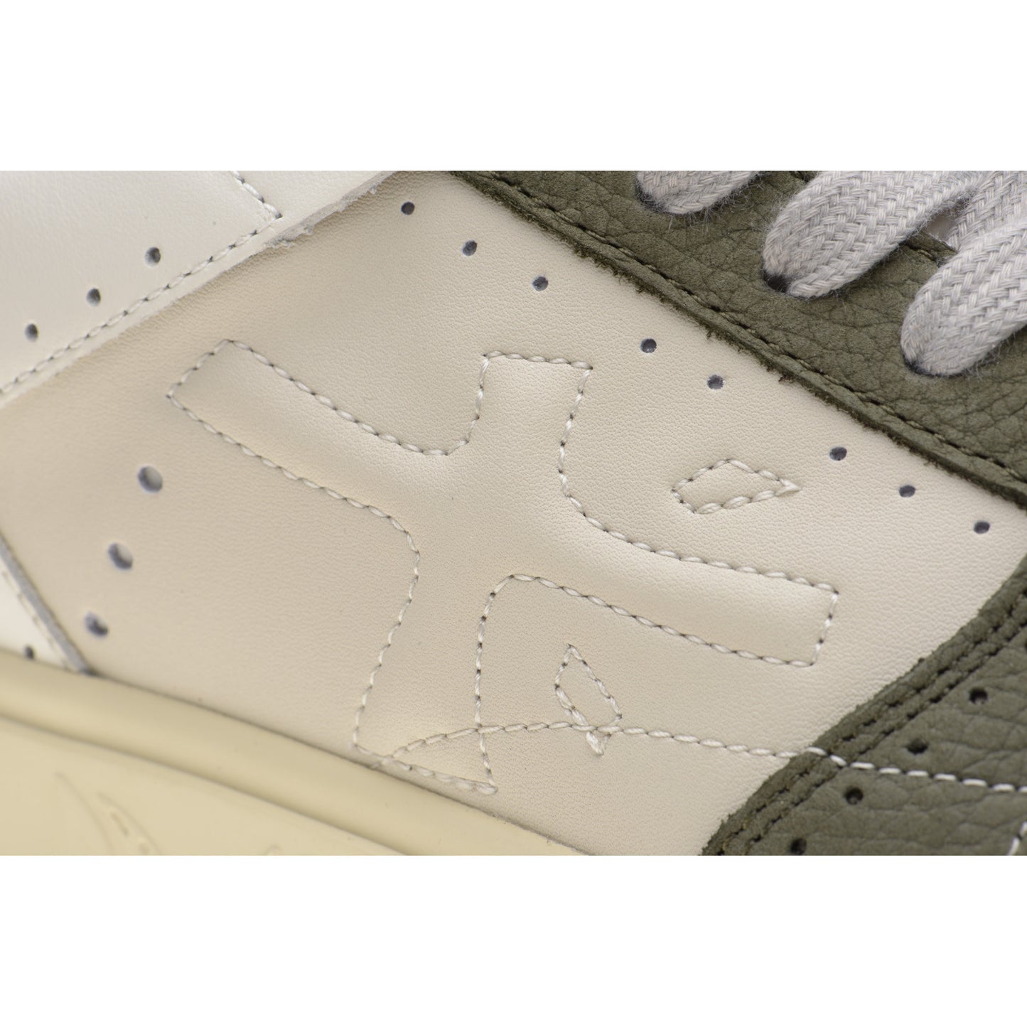Product image for Premiata Quinn mens rubber-soled trainers in white and green