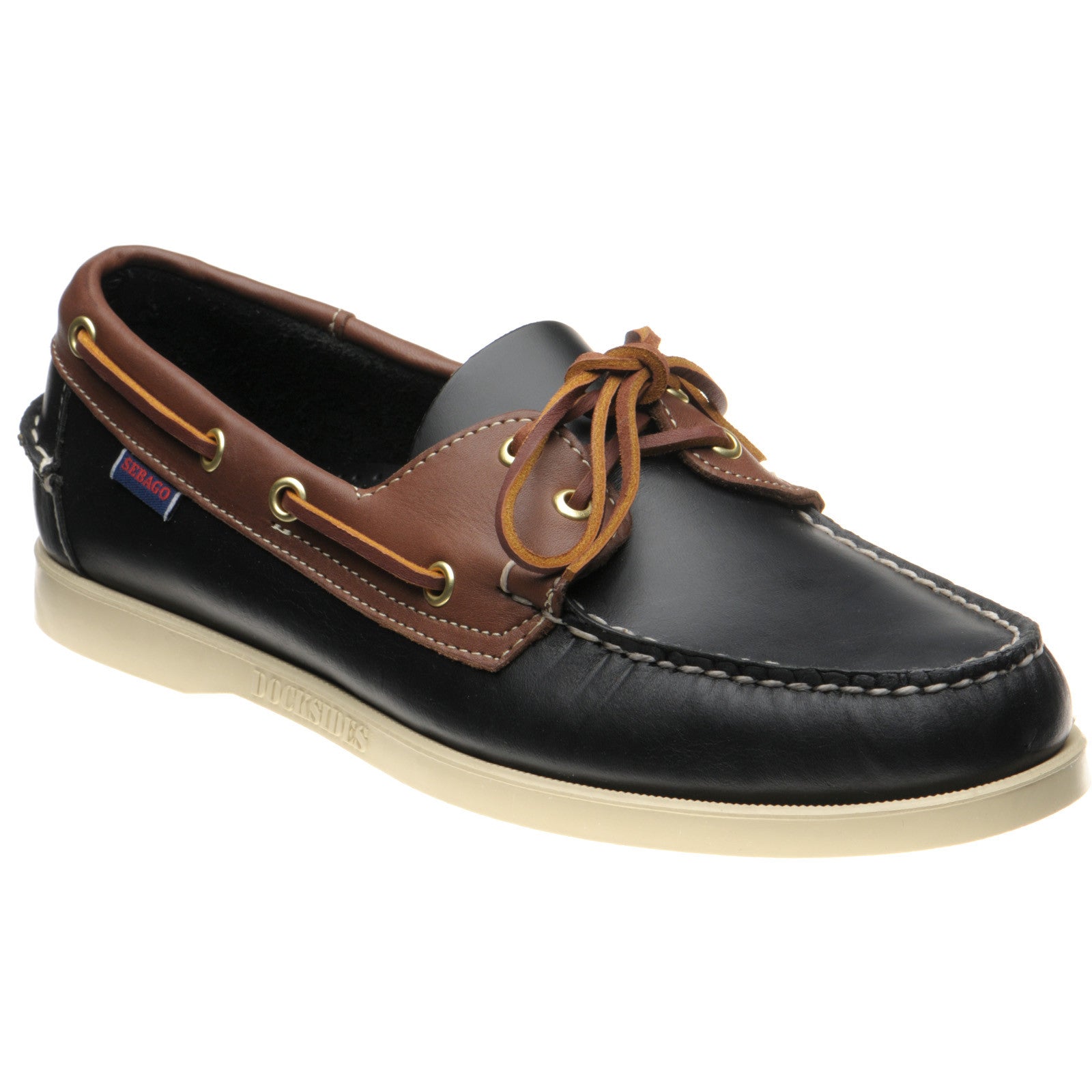 Sebago Dockside Portland mens rubber-soled deck shoes in brown and