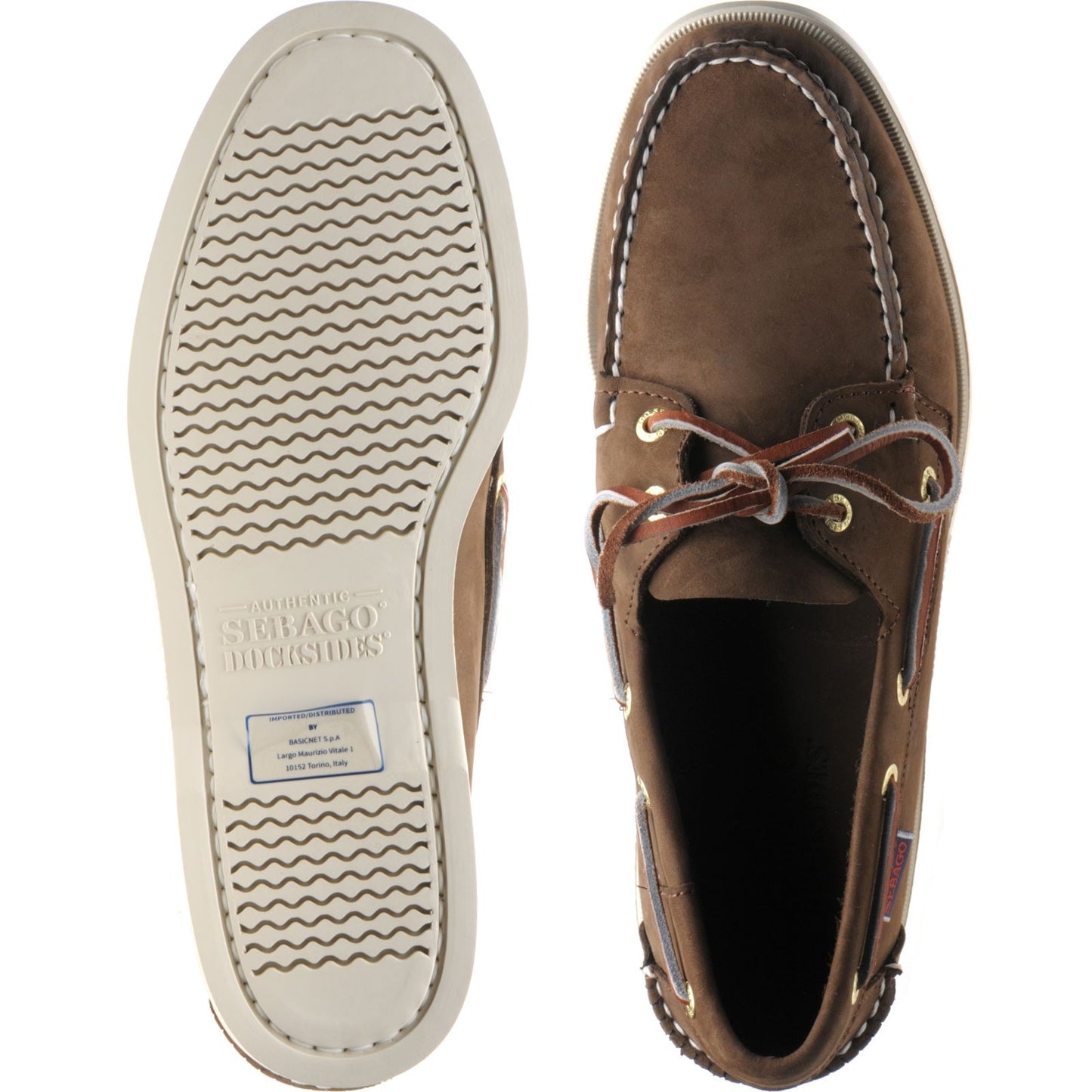 Product image for Sebago Dockside Portland mens rubber-soled deck shoes in dark brown nubuck