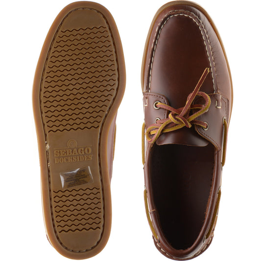Product image for Sebago Dockside Waxed mens rubber-soled deck shoes in brown honey