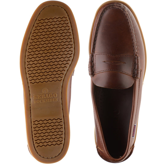 Product image for Sebago Dolphin Waxed mens rubber-soled deck shoes in brown gum