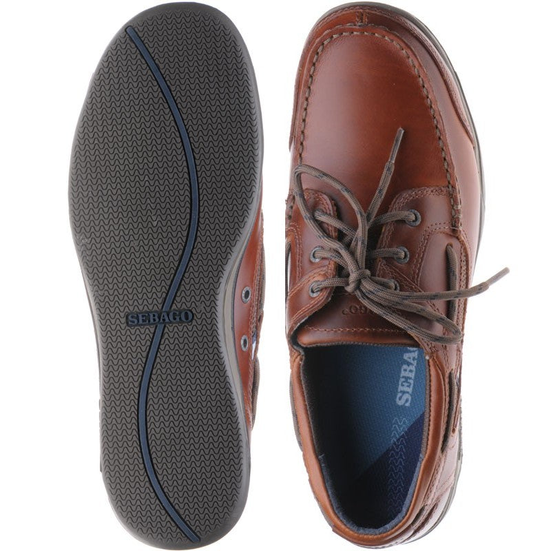 Product image for Sebago Triton Three Eye mens rubber-soled deck shoes in brown oiled